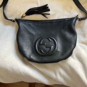Gucci Black Pebbled Leather Shoulder Bag